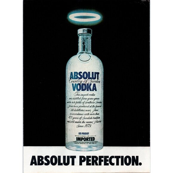 1981 Absolut Vodka Angel Halo Perfection Vintage Print Ad Sweden Bar Wall Art - Picture 1 of 2